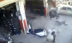 Lastik tamir sırasında bomba gibi patladı