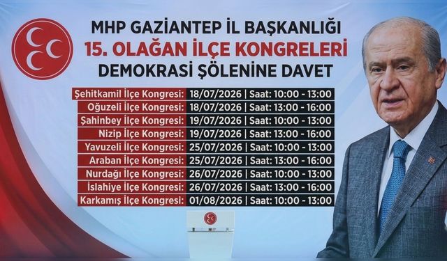 MHP Gaziantep İlçe Teşkilatları 15. Olağan Kongre takvimi açıklandı