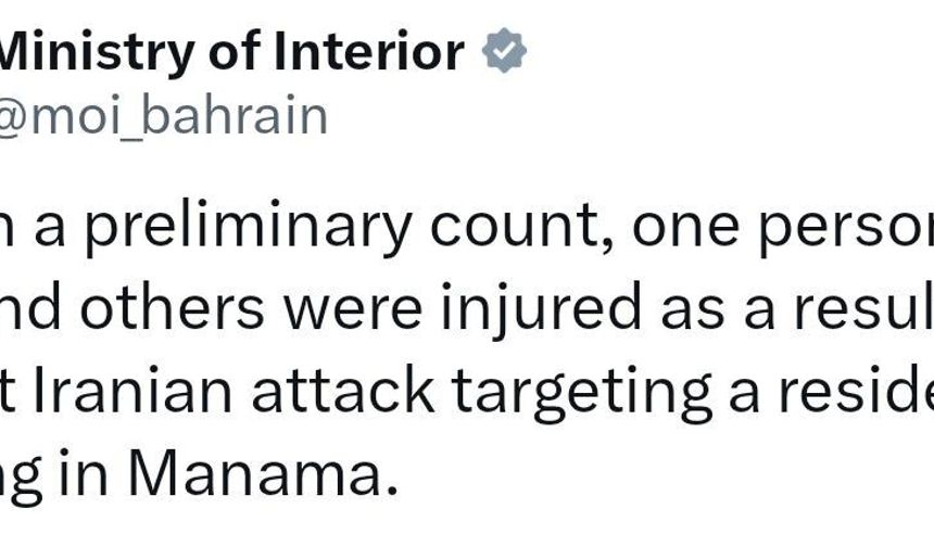 Bahreyn’de sivil bir binaya saldırı: En az 1 ölü