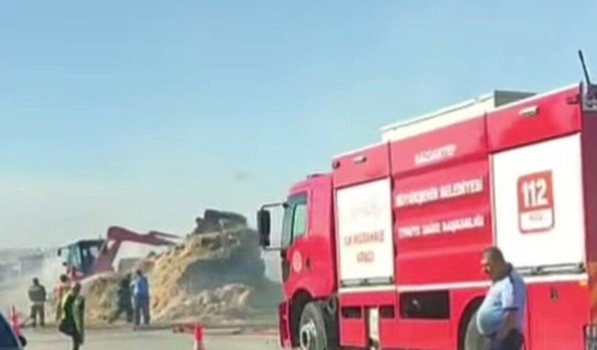 Gaziantep’te saman balyası yüklü tırda yangın