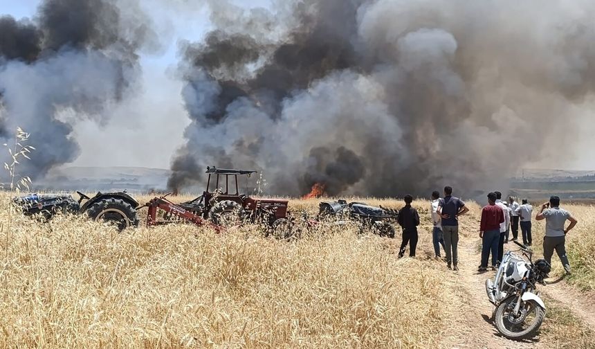 Gaziantep'te 400 dönüm ekili alan alev alev yandı