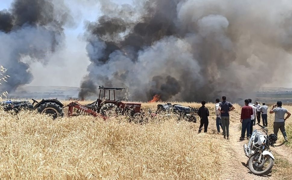 Gaziantep'te 400 dönüm ekili alan alev alev yandı