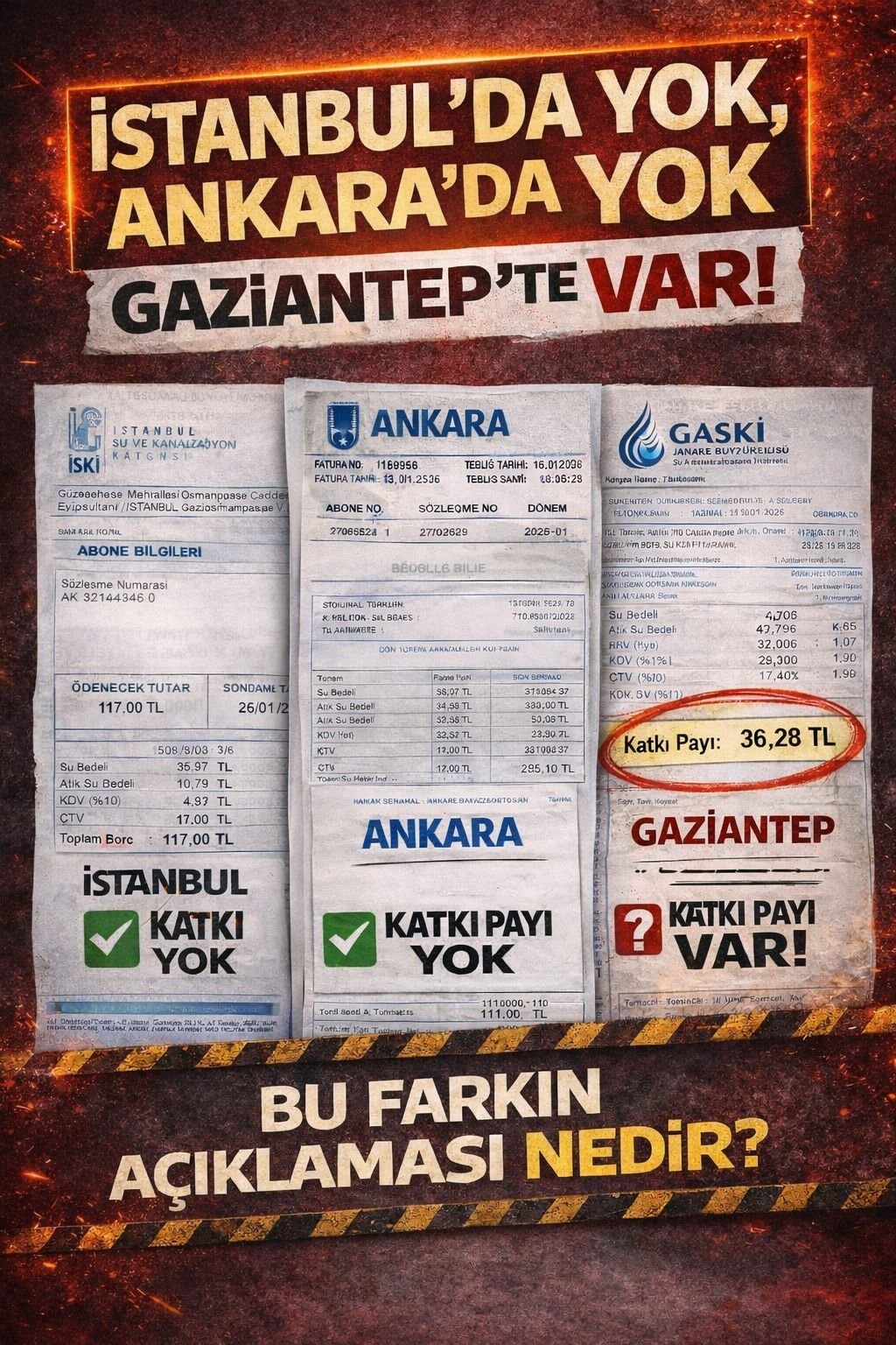 GAZİANTEP’TE SU FATURASI TARTIŞMASI BÜYÜYOR