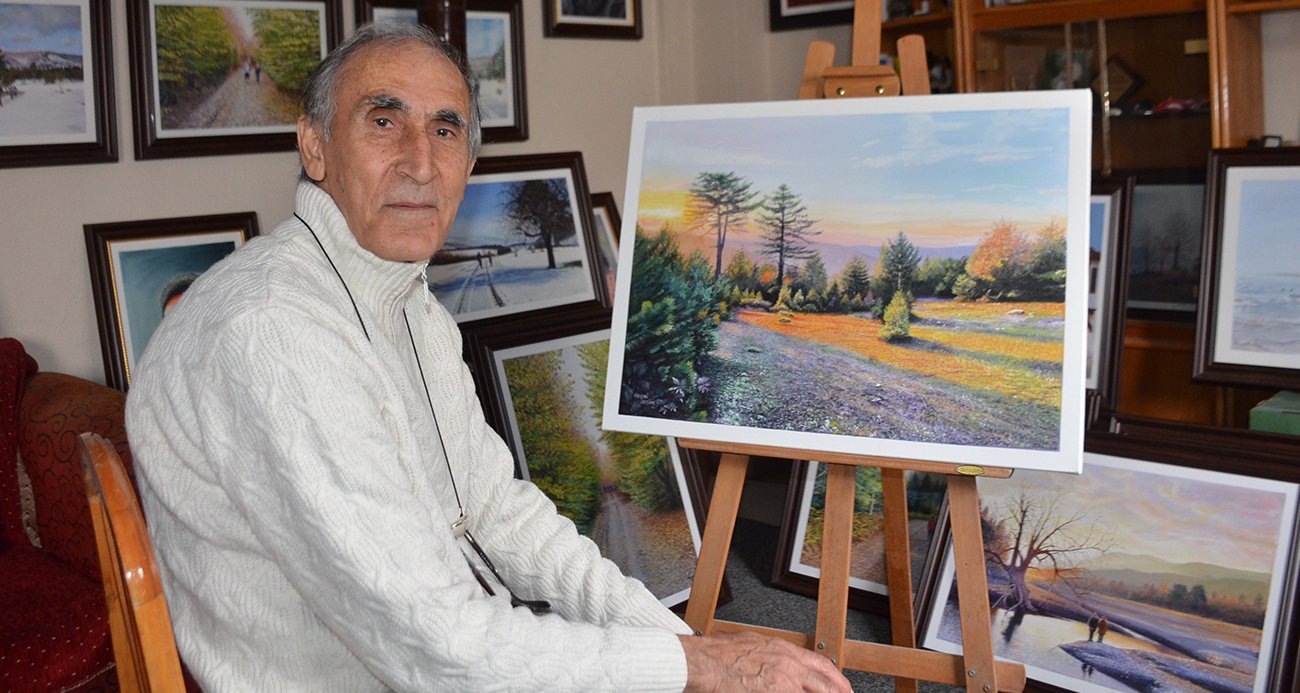 55 yıldır en yakın arkadaşı resim tuvali oldu