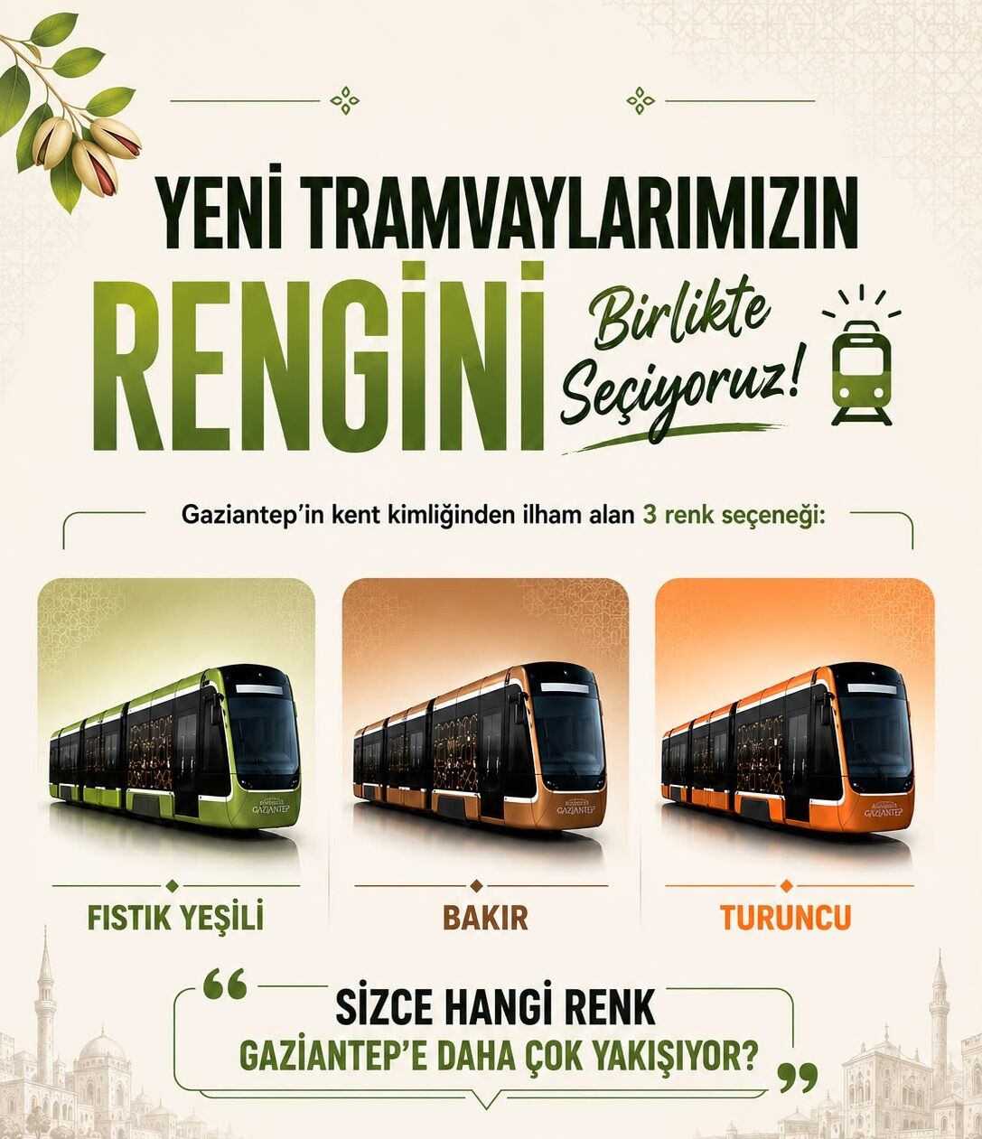 (Büyükşehi̇r’i̇n Şehre Kazandiracaği Yeni̇ Tramvaylarin Rengi̇ni̇ Gazi̇ Şehi̇rli̇ler Oylariyla Beli̇rleyecek )